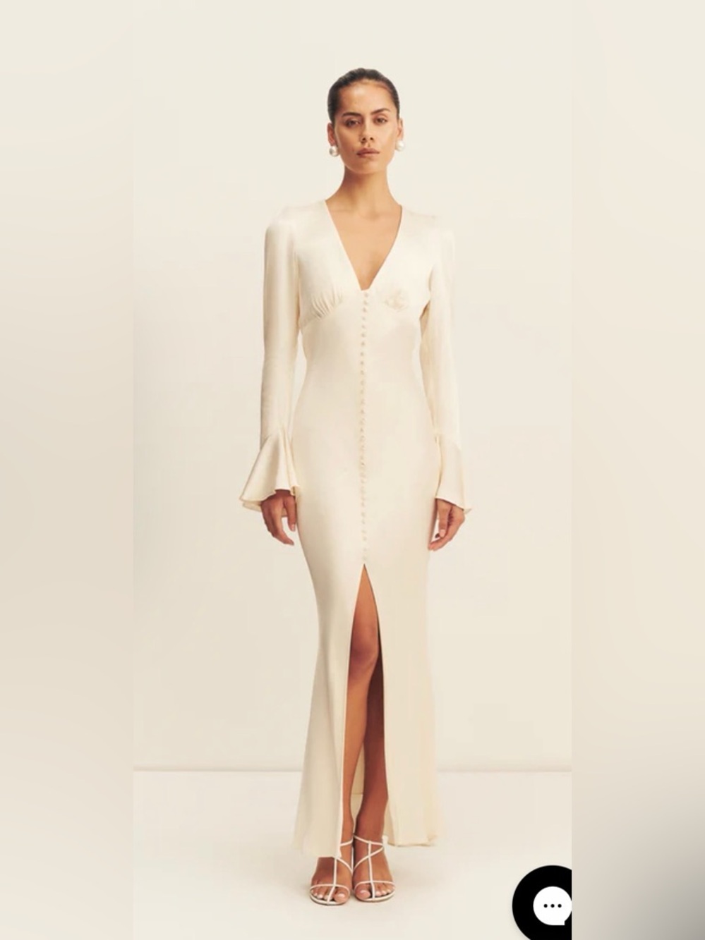 Shona Joy La Lune Frill Cuff Bias Midi Dress in Cream - Size 0 - Worn Once